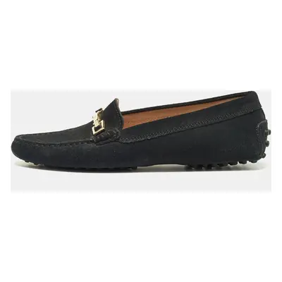 Tod's Black Suede Horsebit Loafers Size