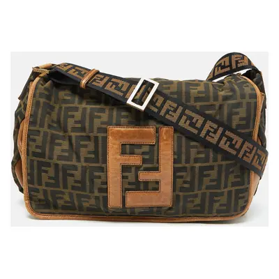 Fendi Tobacco Zucca Canvas and Leather Flap Messenger Bag