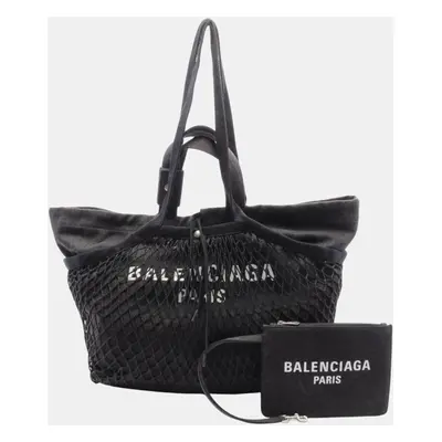 Balenciaga Denim Nylon Black medium Tote Bag