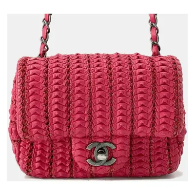 Chanel Red Crochet Small Lambskin Flap Shoulder Bags