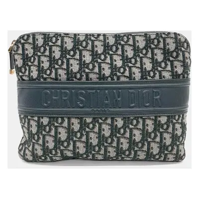 Dior Green Oblique Canvas Pouch Bag