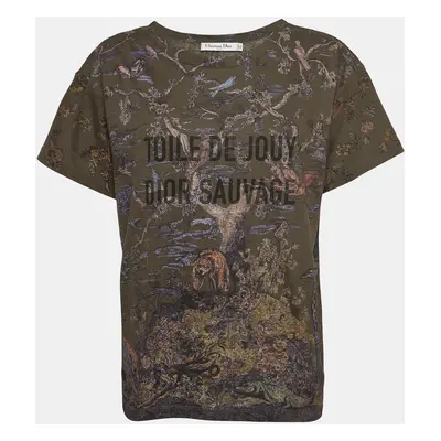 Christian Dior Boutique Green Jungle Print Knit Crew Neck T-Shirt