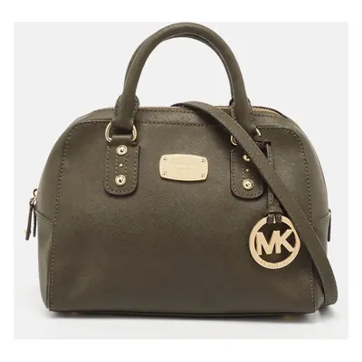 Michael Kors Green Saffiano Leather Logo Satchel