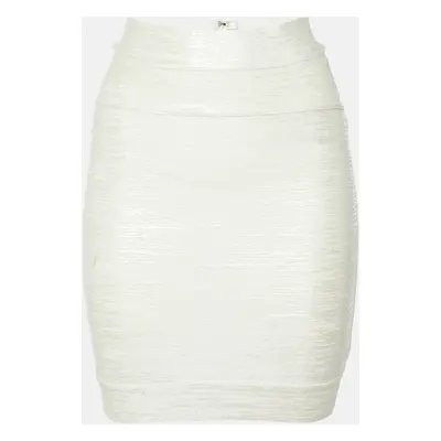 Herve Leger Alabaster White Bandage Jersey Mini Idrissa Skirt