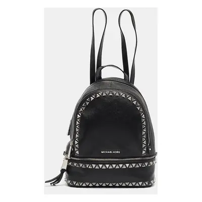 Michael Kors Black Faux Leather Medium Studded Rhea Backpack