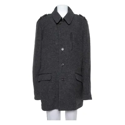 Etro Dark Grey Wool Mid-Length Coat