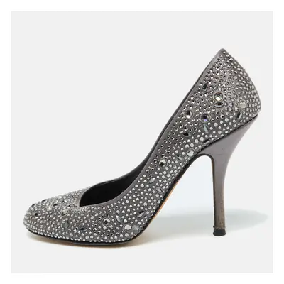 Gina Dark Grey Satin Crystal Embellished Pumps Size