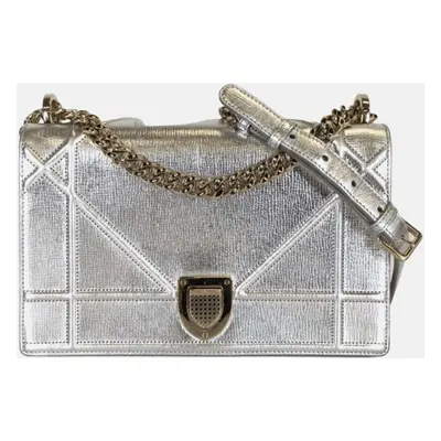 Dior Silver Leather Diorama Shoulder Bag