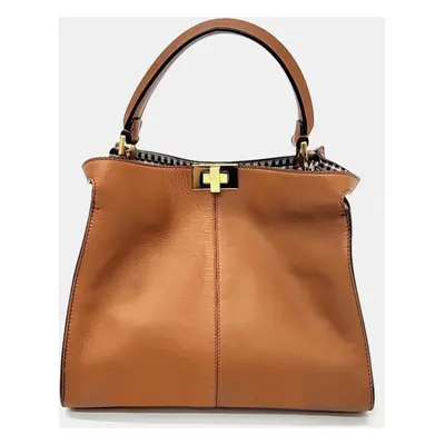 Fendi BrownLeather Peekaboo X Lite Tote Bag