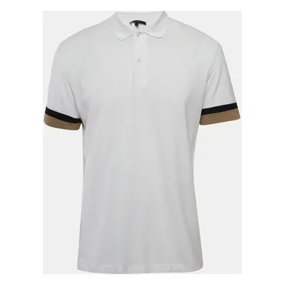 Gucci White Cotton Cut & Sew Paneled Sleeve Polo T-Shirt