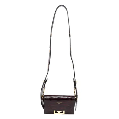 Givenchy Dark Burgundy Croc Embossed Leather Nano Eden Shoulder Bag