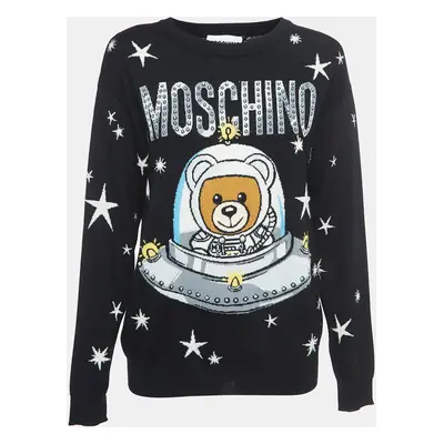 Moschino Couture Black Space Teddy Bear Wool Sweater