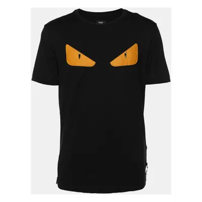 Fendi Black Cotton Monster Eye Patch Detail Crewneck T-Shirt