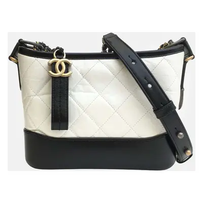 Chanel White/Black Leather Gabrielle Shoulder Bag