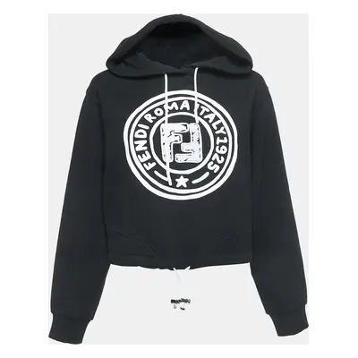 Fendi Black Logo Print Cotton Hoodie