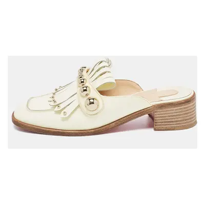 Christian Louboutin Cream Patent Leather Octavian Mules Size 36.5