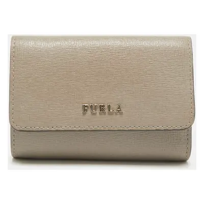 Furla Grey Leather Trifold Compact Wallet