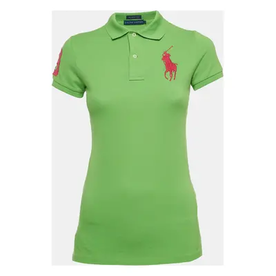 Ralph Lauren Green Logo Embroidered Cotton The Skinny Polo