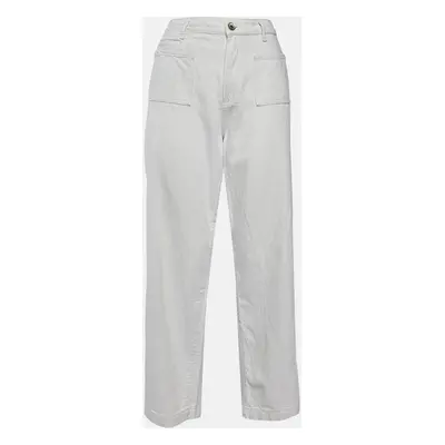 Emporio Armani Cream Cotton & Linen Straight Fit Trousers M/ Waist 31"