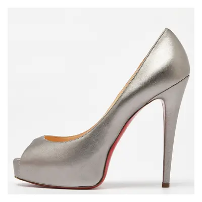 Christian Louboutin Silver Leather Very Prive Pumps Size