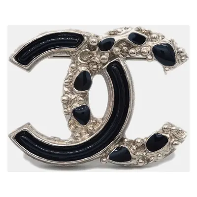 Chanel Black CC Brooch Pin Corsage