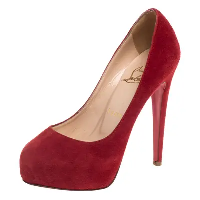 Christian Louboutin Red Suede Bianca Platform Pumps Size