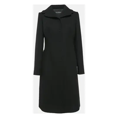 Dolce & Gabbana Black Wool Knit Mid-Length Coat