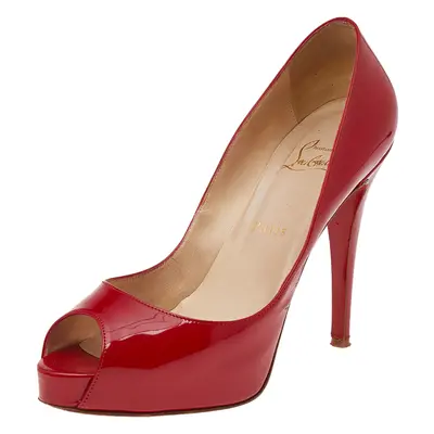 Christian Louboutin Red Patent Leather Very Prive PeepToe Pumps Size