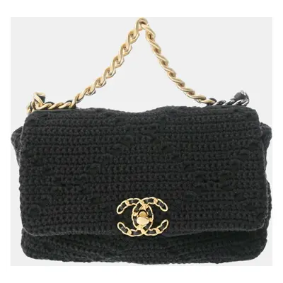 Chanel Black Cotton Chanel Chain Shoulder Bag