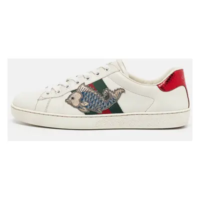 Gucci White Leather Ace Lace Up Sneakers Size