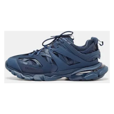 Balenciaga Blue Faux Leather and Mesh Track Sneakers Size