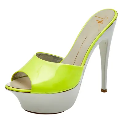 Giuseppe Zanotti Neon Yellow Patent Leather Platform Sandals Size