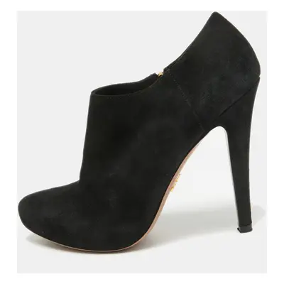 Prada Black Suede Ankle Booties Size 37.5