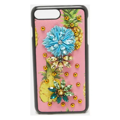 Dolce & Gabbana Multicolor Fruit Print Leather Crystal Embellished iPhone Plus Case