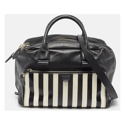 Marc Jacobs Black/White Leather Striped Prince Antonia Satchel