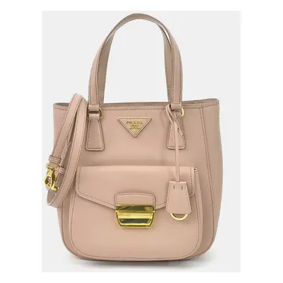 Prada Beige Saffiano Leather Metropolis Tote Bag