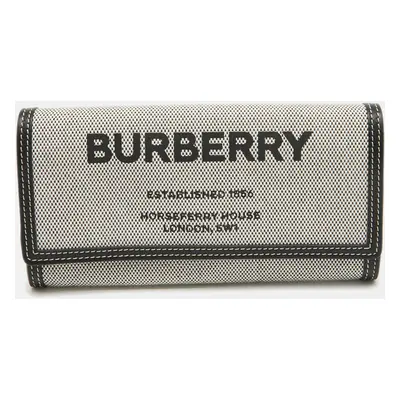 Burberry Black/White Canvas and Leather Halton Continental Wallet