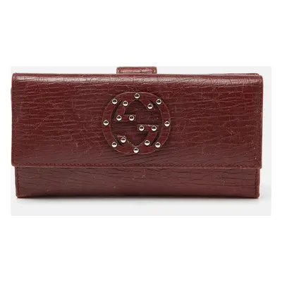 Gucci Brick Leather Soho Studded Continental Wallet