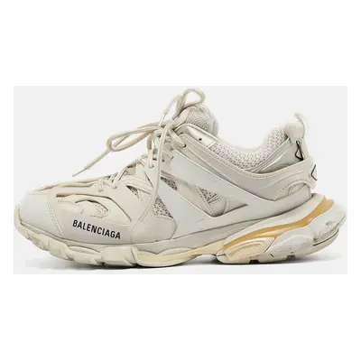 Balenciaga Cream Faux Leather and Mesh Track Sneakers Size