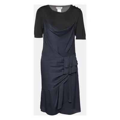 Sportmax Charcoal Grey Wool & Silk Draped Mini Dress