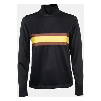 Ganni Black Striped Jersey Dubois Polo Top