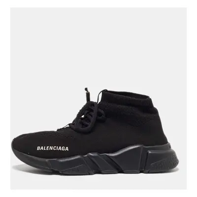 Balenciaga Black Knit Fabric Speed 2.0 Lace up Sneakers Size