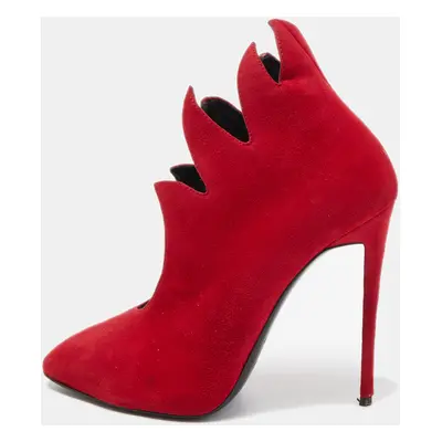 Giuseppe Zanotti Red Suede Ankle Booties Size