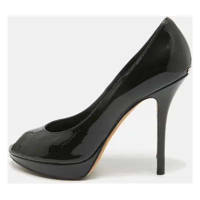 Dior Black Patent Leather Miss Dior Peep Toe Pumps Size