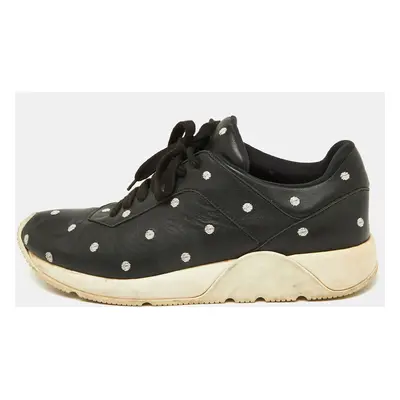 Dior Black Leather Polka Dot Low Top Sneakers Size