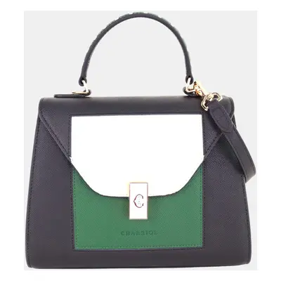 Charriol Black & Dark Green Leather LE REVE Handbag