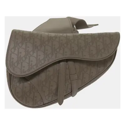 Dior Grey Perforated Oblique Leather Saddle Body Bag