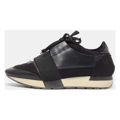 Balenciaga Black Leather Race Runner Sneakers Size