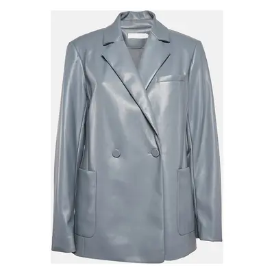 Jonathan Simkhai Grey Nisha Faux Leather Double Breasted Jacket