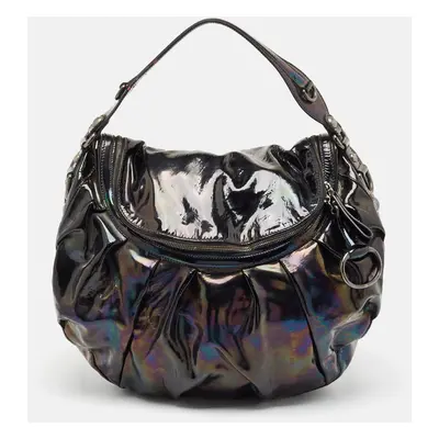 Gucci Iridescent Black Patent Leather Icon Bit Hobo